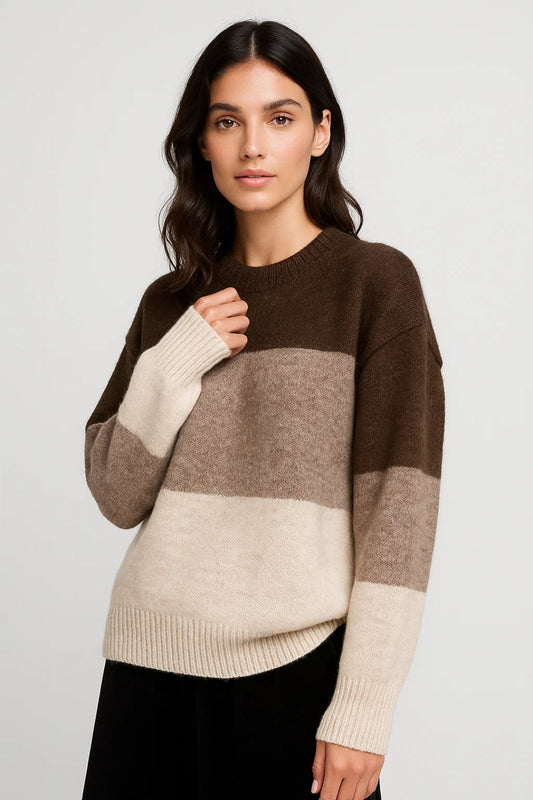 Pullover | Breite Streifen mit Rundhalsausschnitt | Lässiger Stil