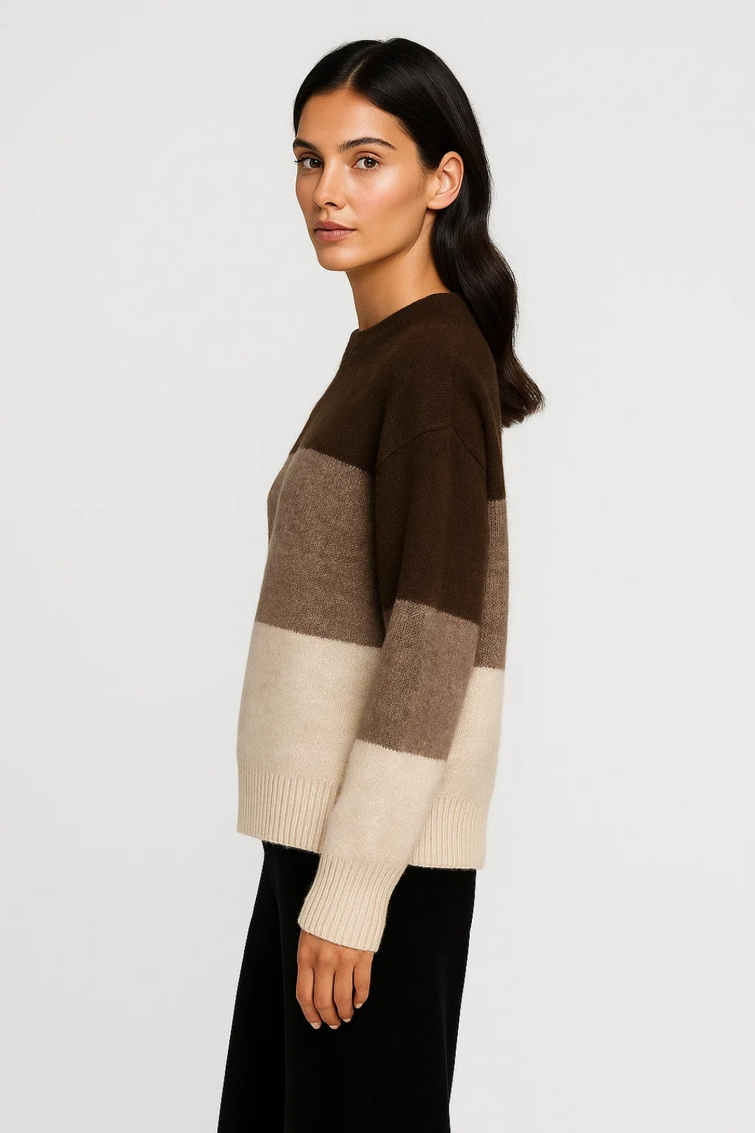Pullover | Breite Streifen mit Rundhalsausschnitt | Lässiger Stil