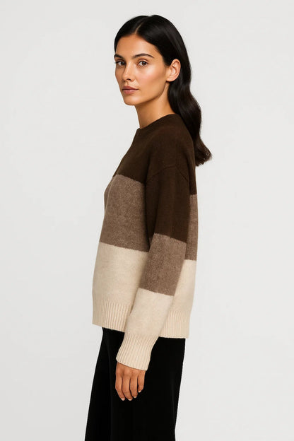 Pullover | Breite Streifen mit Rundhalsausschnitt | Lässiger Stil