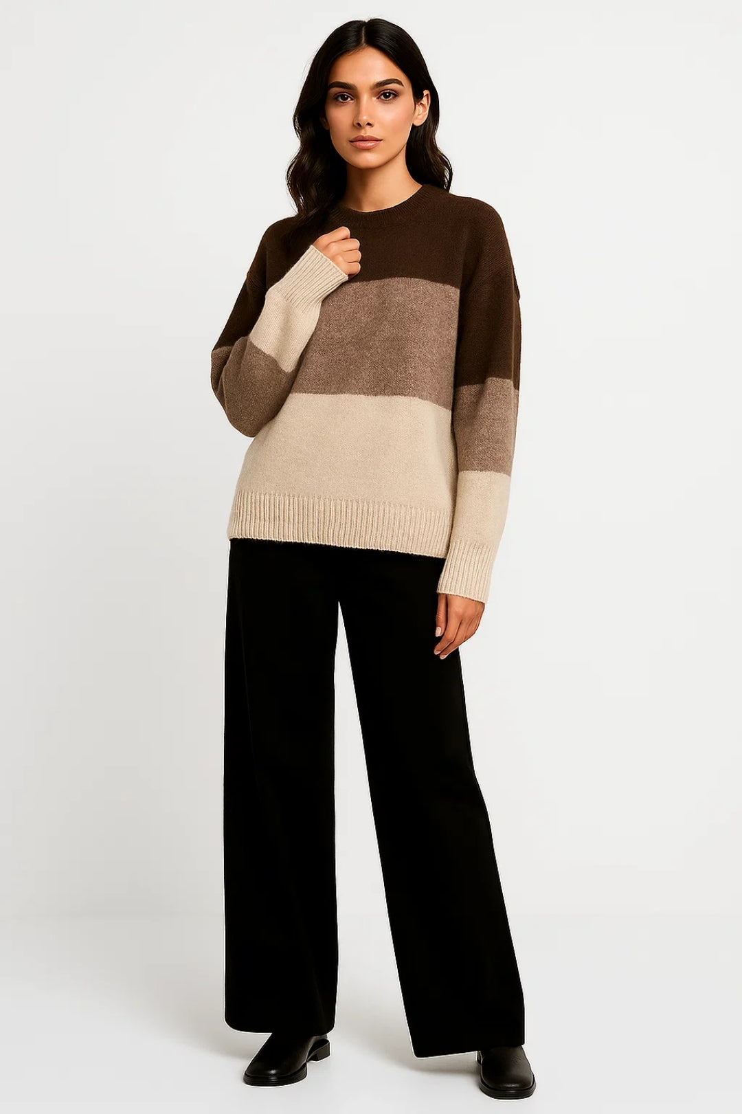 Pullover | Breite Streifen mit Rundhalsausschnitt | Lässiger Stil