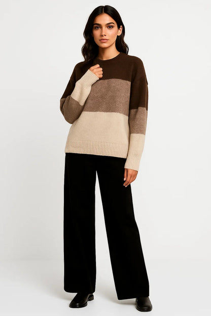 Pullover | Breite Streifen mit Rundhalsausschnitt | Lässiger Stil