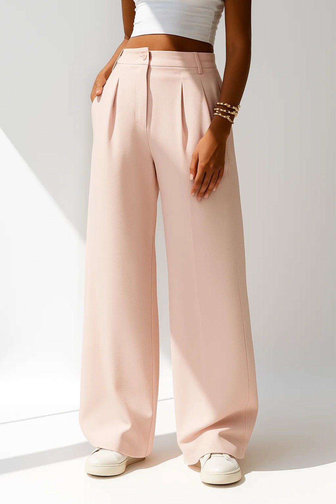 Weite Stoffhose in Rosa | High-Waist | Elegant & Lässig kombinierbar