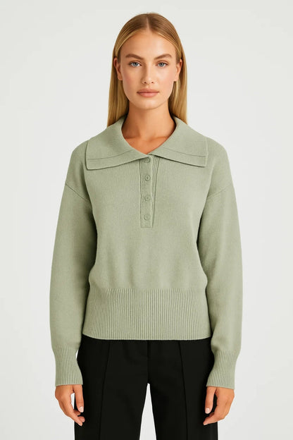 Pullover mit Kragen | Kurze Knopfleiste | Schlichte Eleganz