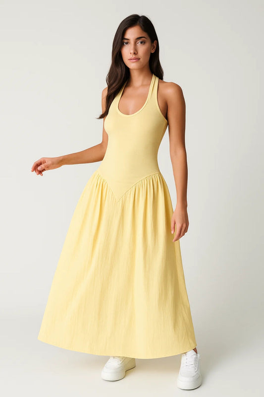 Sommerkleid Lang | Ärmelloser Schnitt mit Racerback | Leicht und Alltagsfreundlich