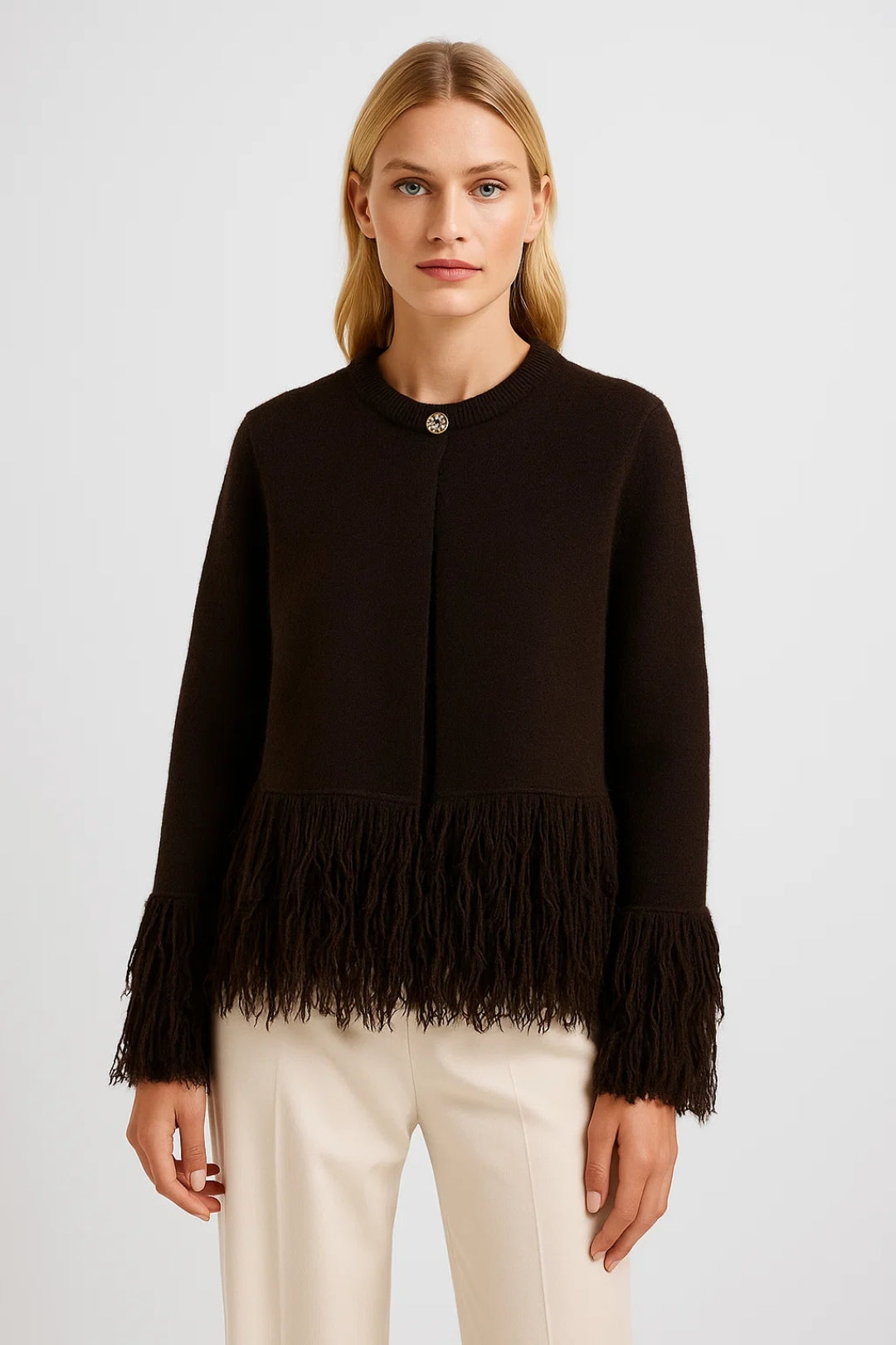 Strickjacke | Mit Fransenabschluss | Edle Schlichtheit