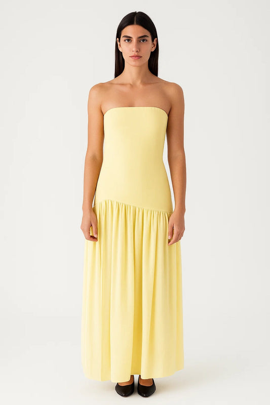 Trägerloses Langkleid | Schmale Silhouette mit Fliessendem Saum | Zeitlos und Elegant