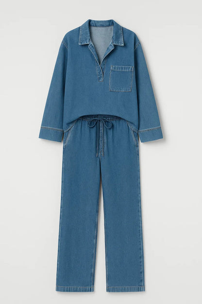 Weite Freizeit-Set | Lockerer Schnitt mit Brusttasche | Schlichte Eleganz