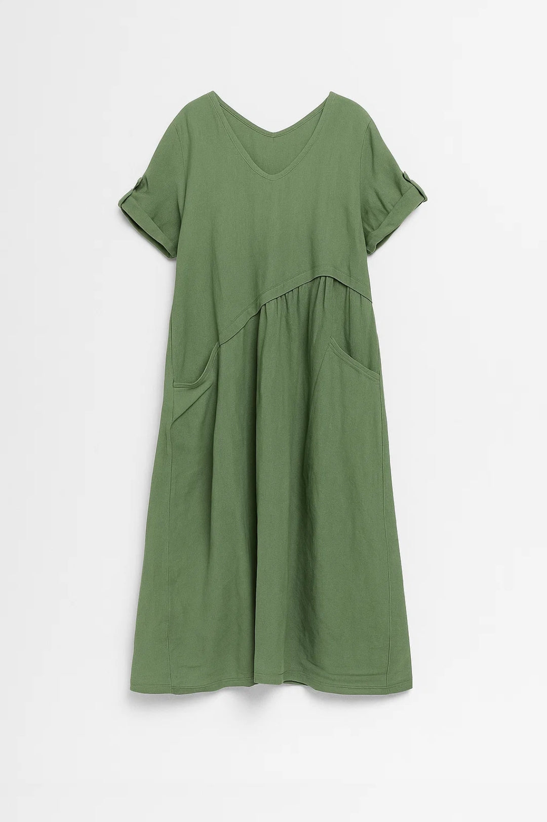 Weites Kleid | Kurzarm mit V-Ausschnitt | Lässige Eleganz