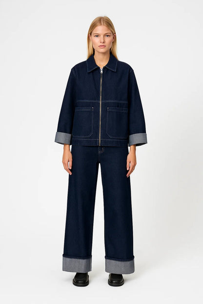 Zweiteilige Set | Kurze Jacke mit Reissverschluss | Moderner Oversize-Stil