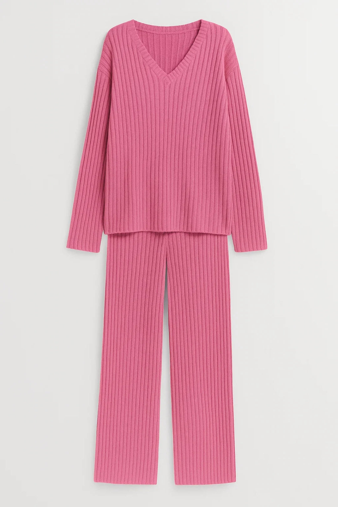 Zweiteiliges Set | Geripptes Oberteil & Weite Hose | Schlichter Komfort