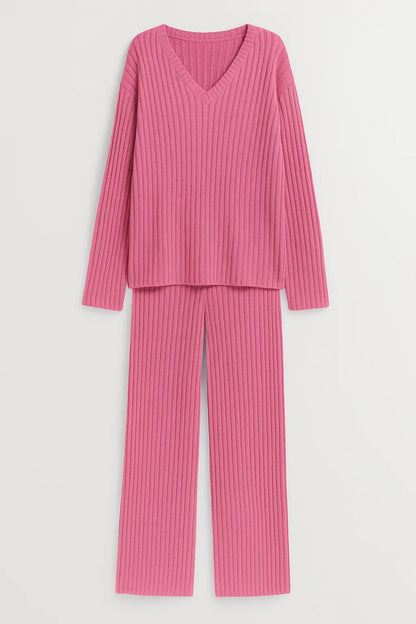 Zweiteiliges Set | Geripptes Oberteil & Weite Hose | Schlichter Komfort