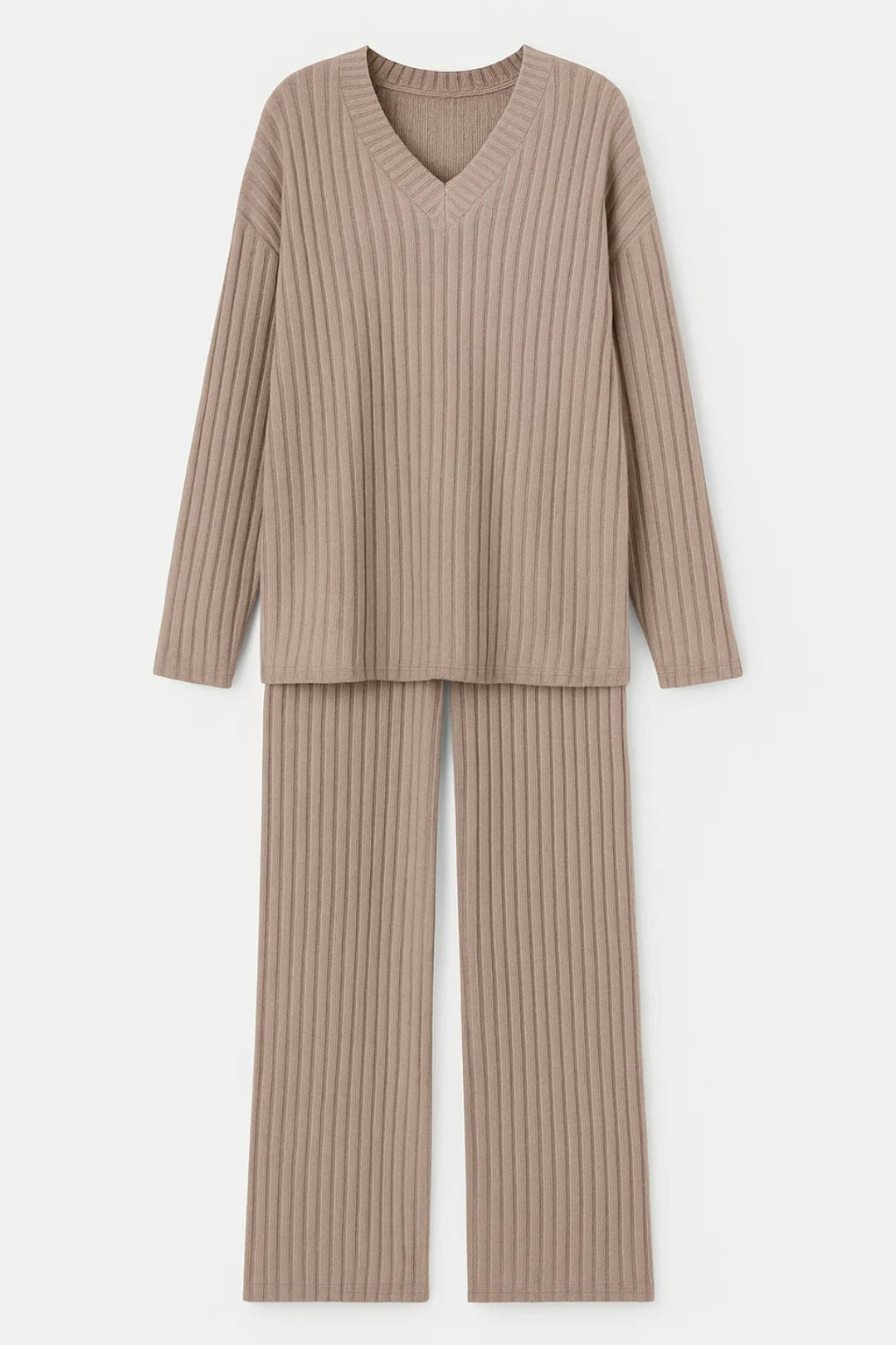 Zweiteiliges Set | Geripptes Oberteil & Weite Hose | Schlichter Komfort
