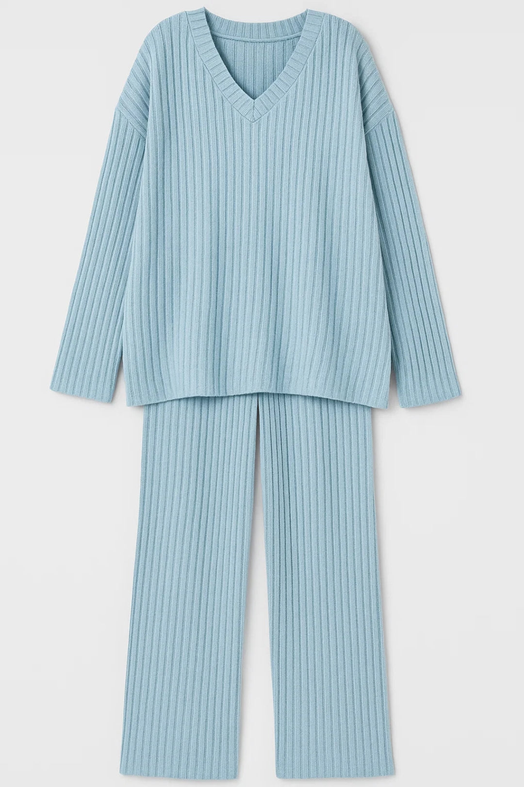 Zweiteiliges Set | Geripptes Oberteil & Weite Hose | Schlichter Komfort