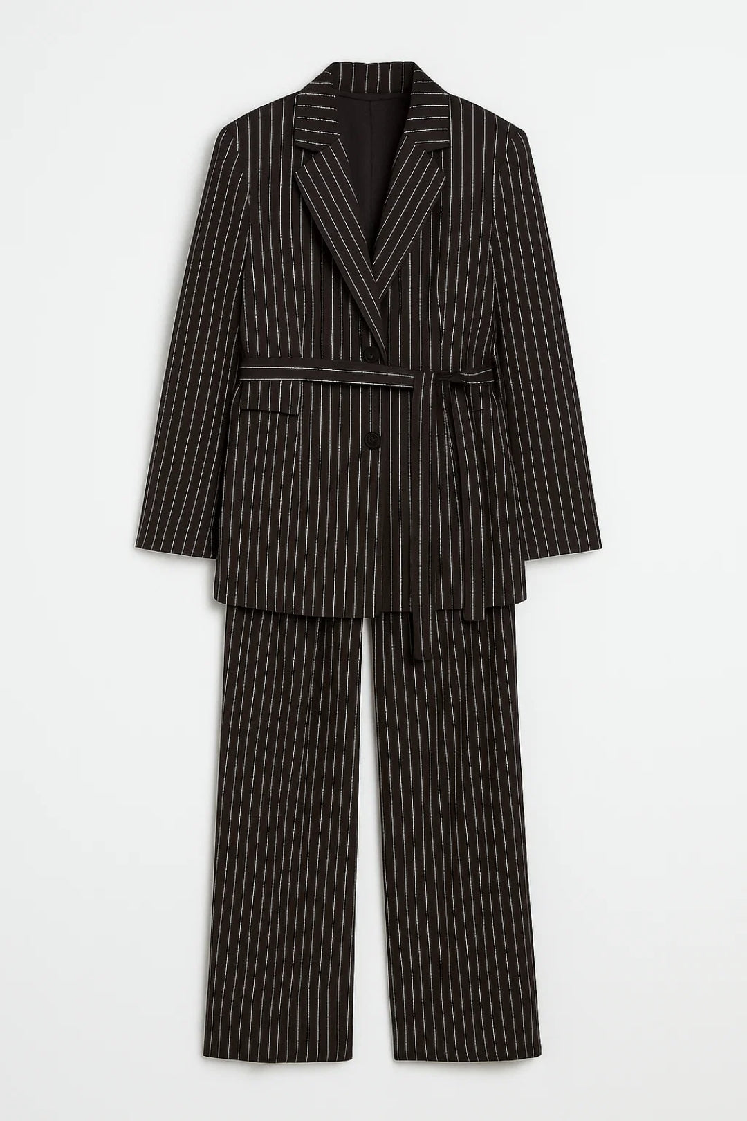 Zweiteiliges Set | Gestreifter Blazer mit passender Hose | Klassische Eleganz