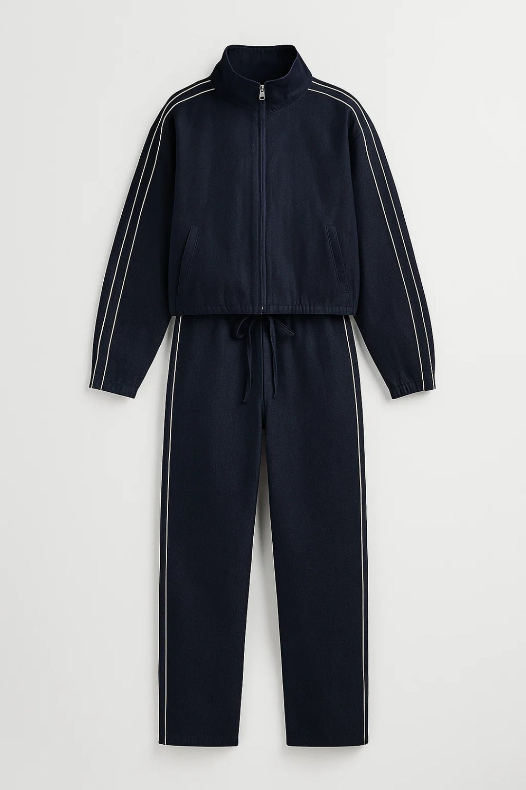 Zweiteiliges Set | Jacke mit Reissverschluss & Gerade Hose | Sportlich Modern