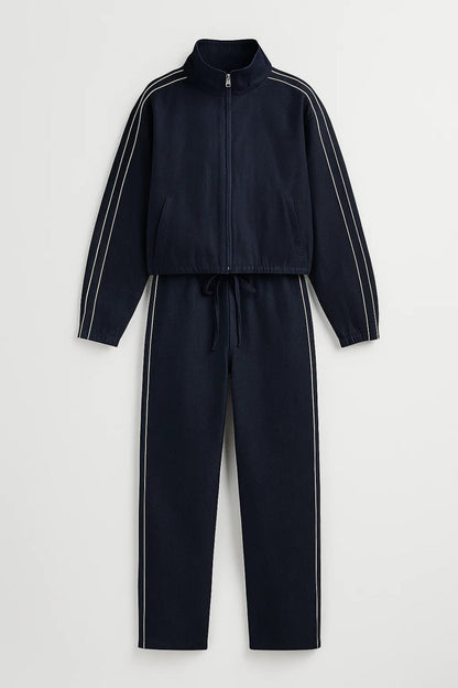 Zweiteiliges Set | Jacke mit Reissverschluss & Gerade Hose | Sportlich Modern