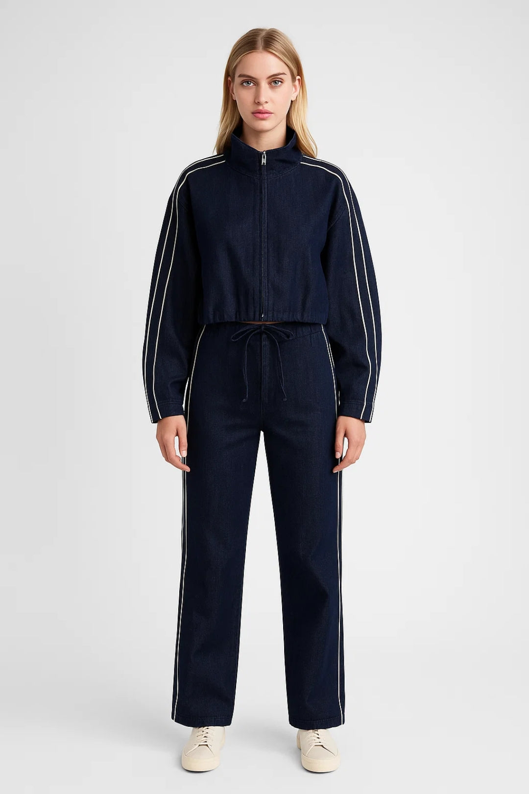 Zweiteiliges Set | Jacke mit Reissverschluss & Gerade Hose | Sportlich Modern