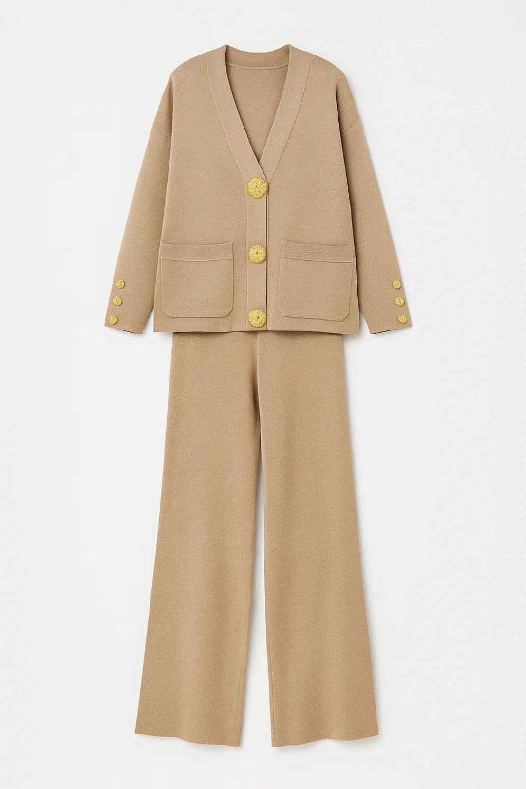 Zweiteiliges Set | Knopfjacke mit Taschen & Gerade Hose | Klassische Eleganz