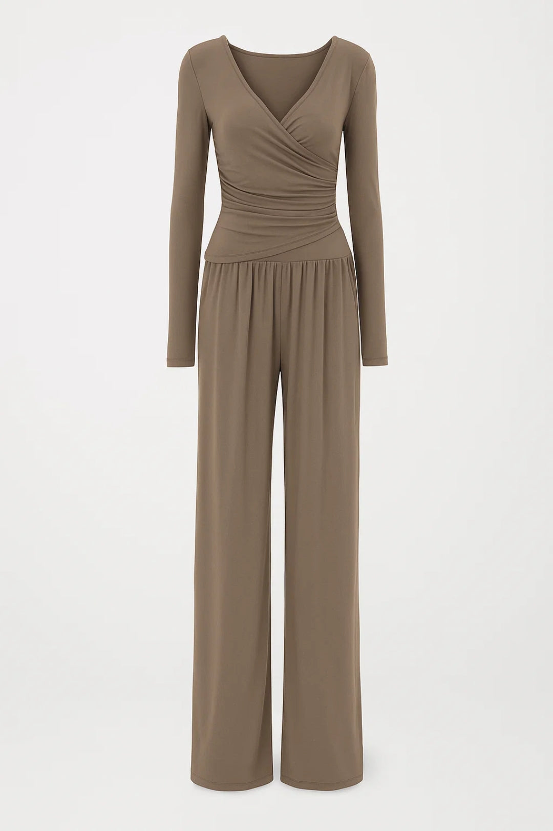 Zweiteiliges Set | Wickeloberteil mit weiter Hose | Elegante Schlichtheit