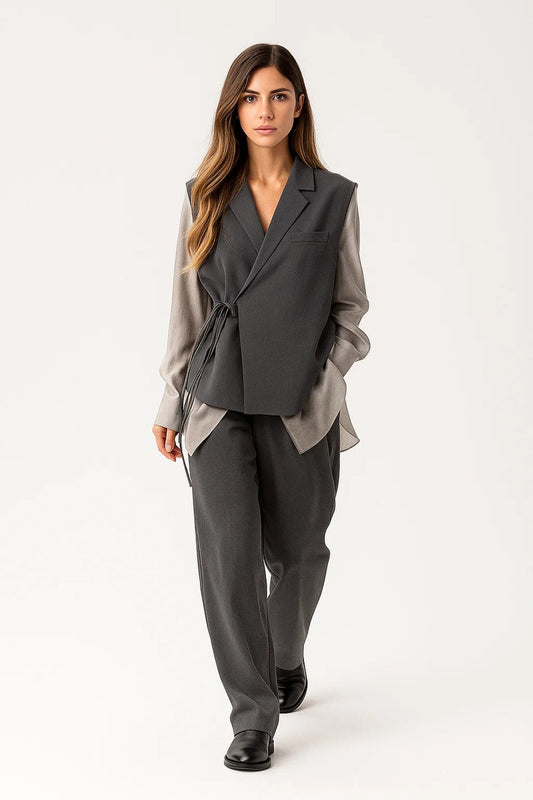 Zweiteiliges Set | Wickelweste mit weiter Hose | Moderne Eleganz