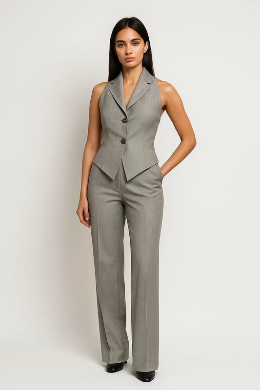 Zweiteiliges Set | Ärmellose Weste mit Hose | Klassische Eleganz