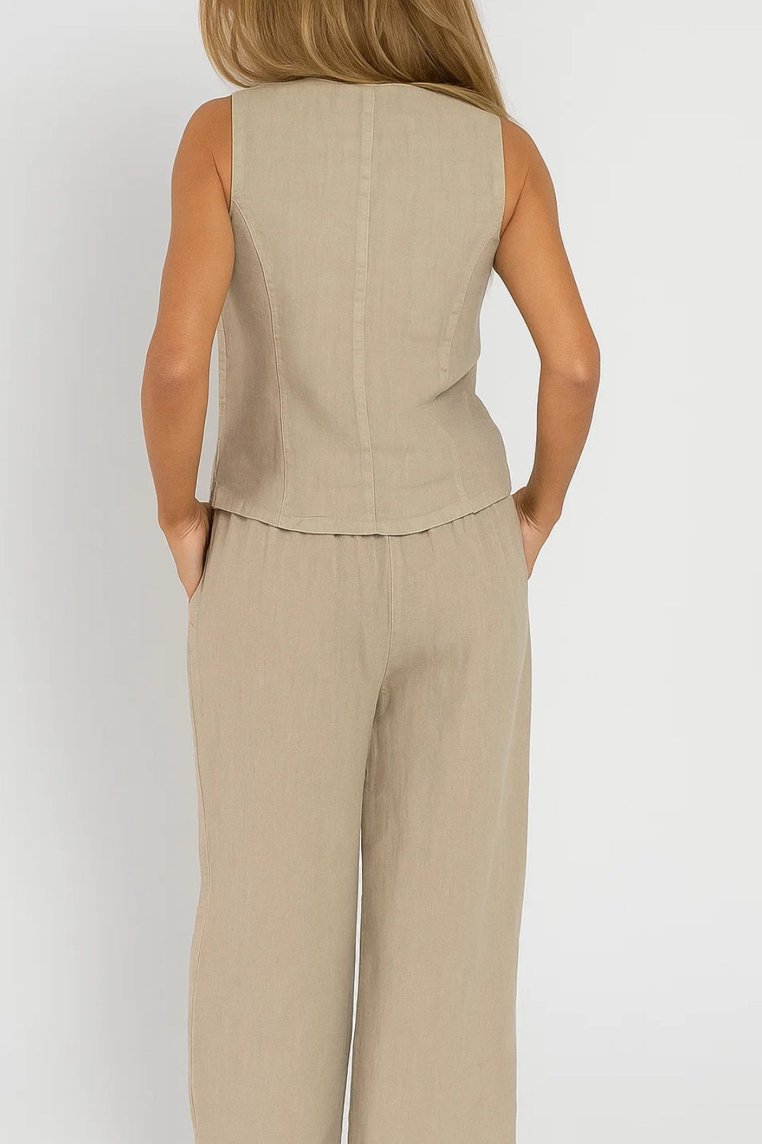 Zweiteiliges Set | Ärmellose Weste mit weiter Hose | Zeitlose Eleganz