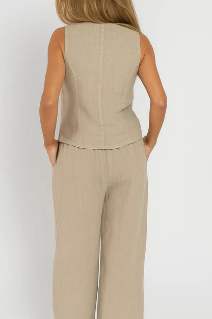 Zweiteiliges Set | Ärmellose Weste mit weiter Hose | Zeitlose Eleganz