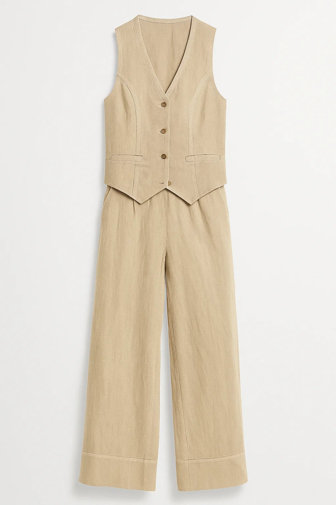 Zweiteiliges Set | Ärmellose Weste mit weiter Hose | Zeitlose Eleganz