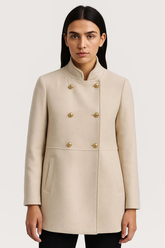 Mantel mit Stehkragen | Goldknöpfe | Elegant und zeitlos