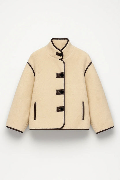 Kurze Jacke | Stehkragen mit Kontrastdetails | Klassische Eleganz