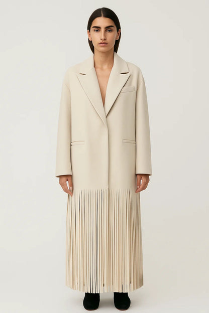 Mantel Lang | Gerade Passform mit Fransen | Moderner Boho-Stil