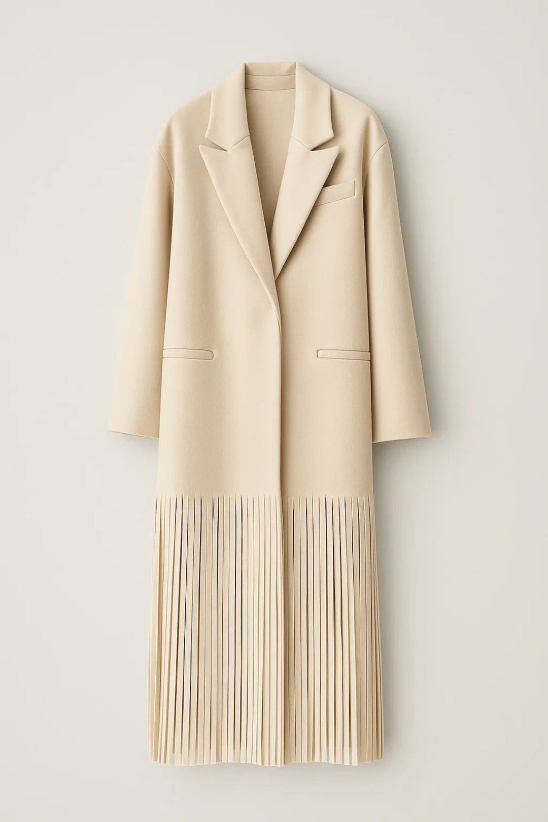 Mantel Lang | Gerade Passform mit Fransen | Moderner Boho-Stil