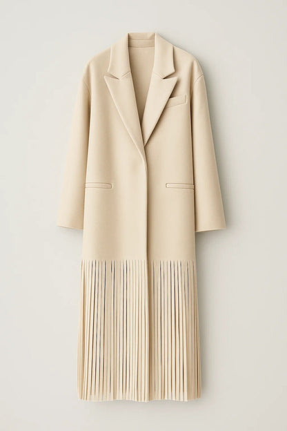 Mantel Lang | Gerade Passform mit Fransen | Moderner Boho-Stil