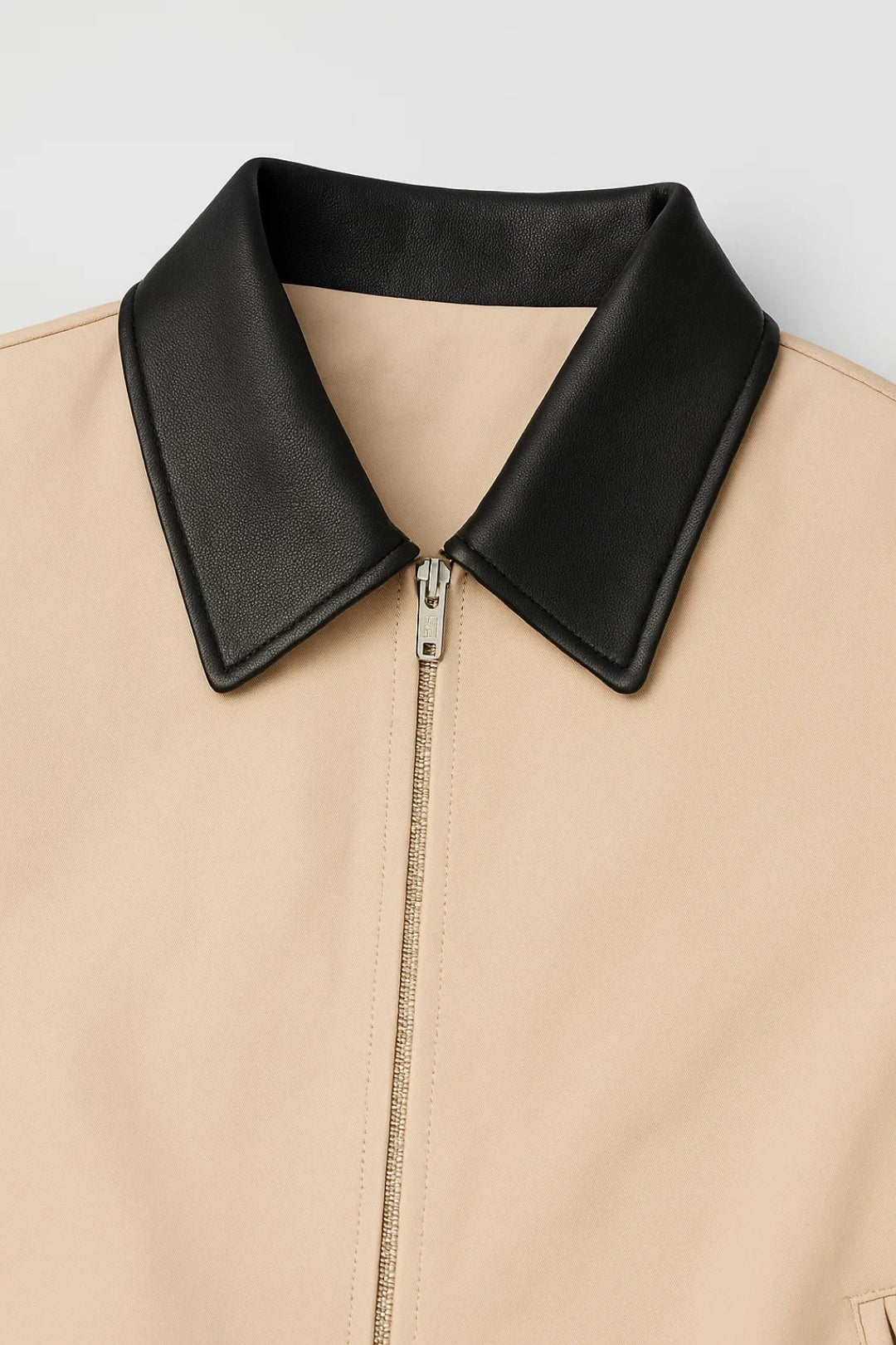 Kurze Damenjacke mit Kontrastkragen | Reissverschluss und klarer Schnitt | Minimalistisch und Zeitlos