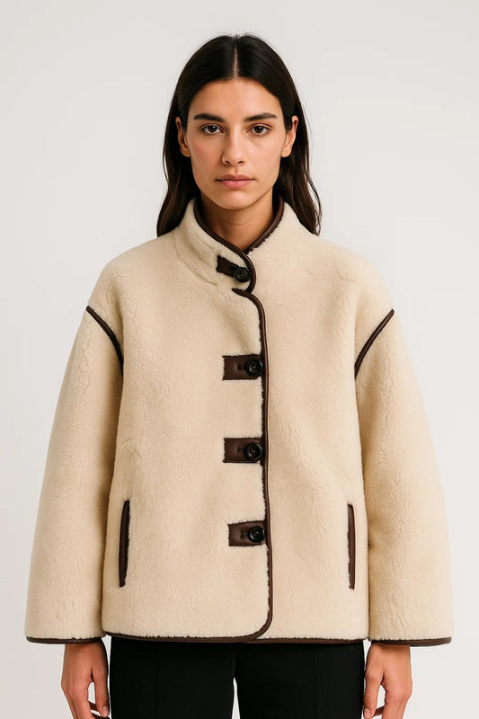 Kurze Jacke | Stehkragen mit Kontrastdetails | Klassische Eleganz