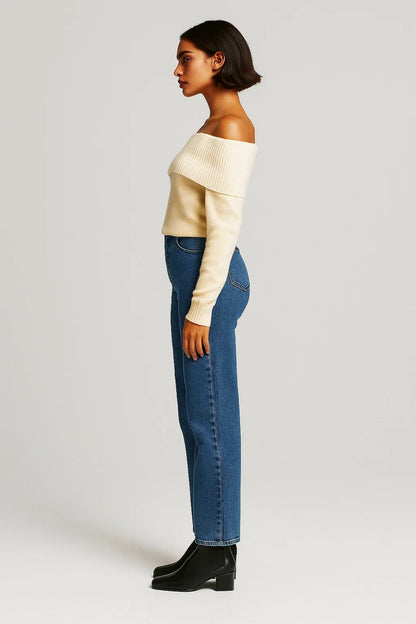 Off-Shoulder Pullover | Weich & Feminin | Für stilvolle Herbst-Looks