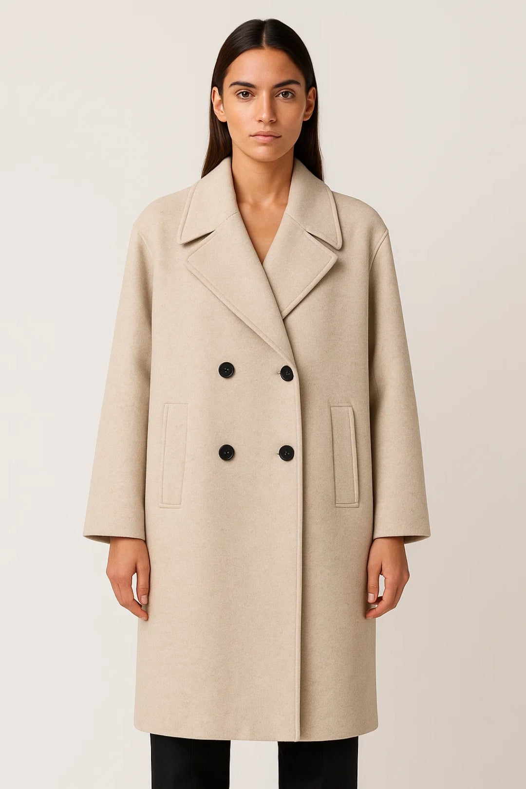 Langer Mantel mit Reverskragen | Doppelreihig | Klassischer Oversized-Stil