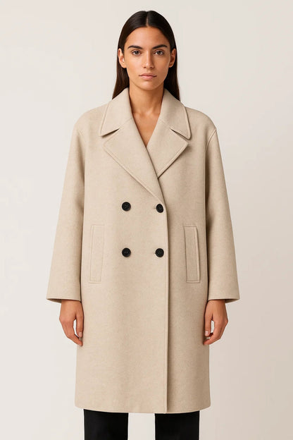 Langer Mantel mit Reverskragen | Doppelreihig | Klassischer Oversized-Stil