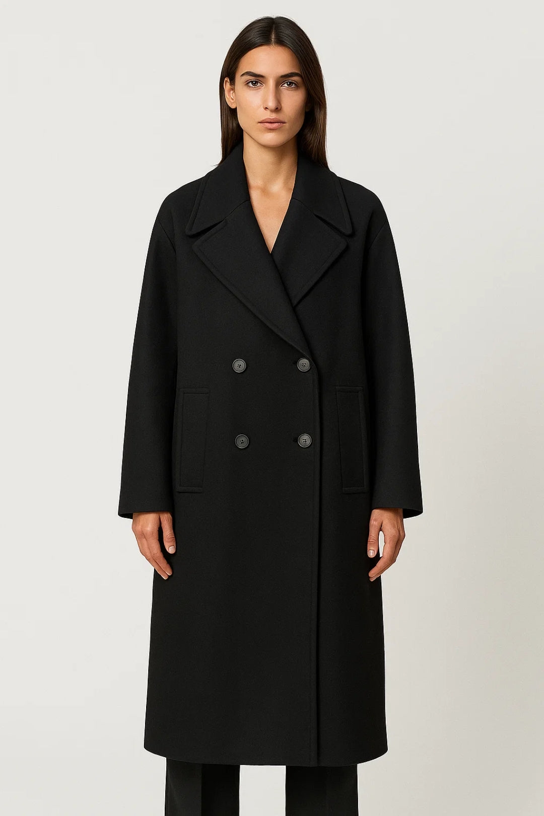 Langer Mantel mit Reverskragen | Doppelreihig | Klassischer Oversized-Stil