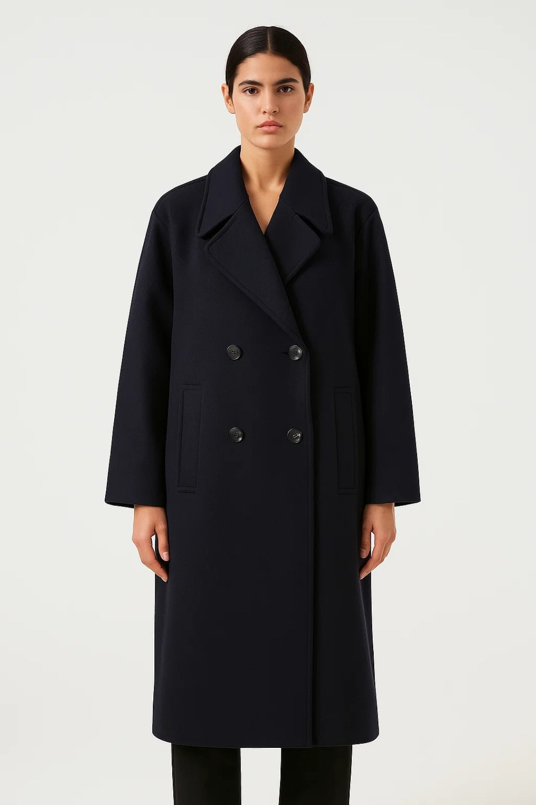 Langer Mantel mit Reverskragen | Doppelreihig | Klassischer Oversized-Stil