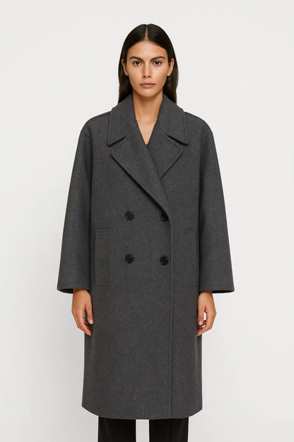 Langer Mantel mit Reverskragen | Doppelreihig | Klassischer Oversized-Stil