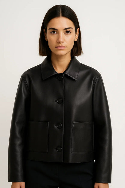 Kurze Damenjacke | Minimalistischer Schnitt mit Knopfleiste | Zeitlose Eleganz