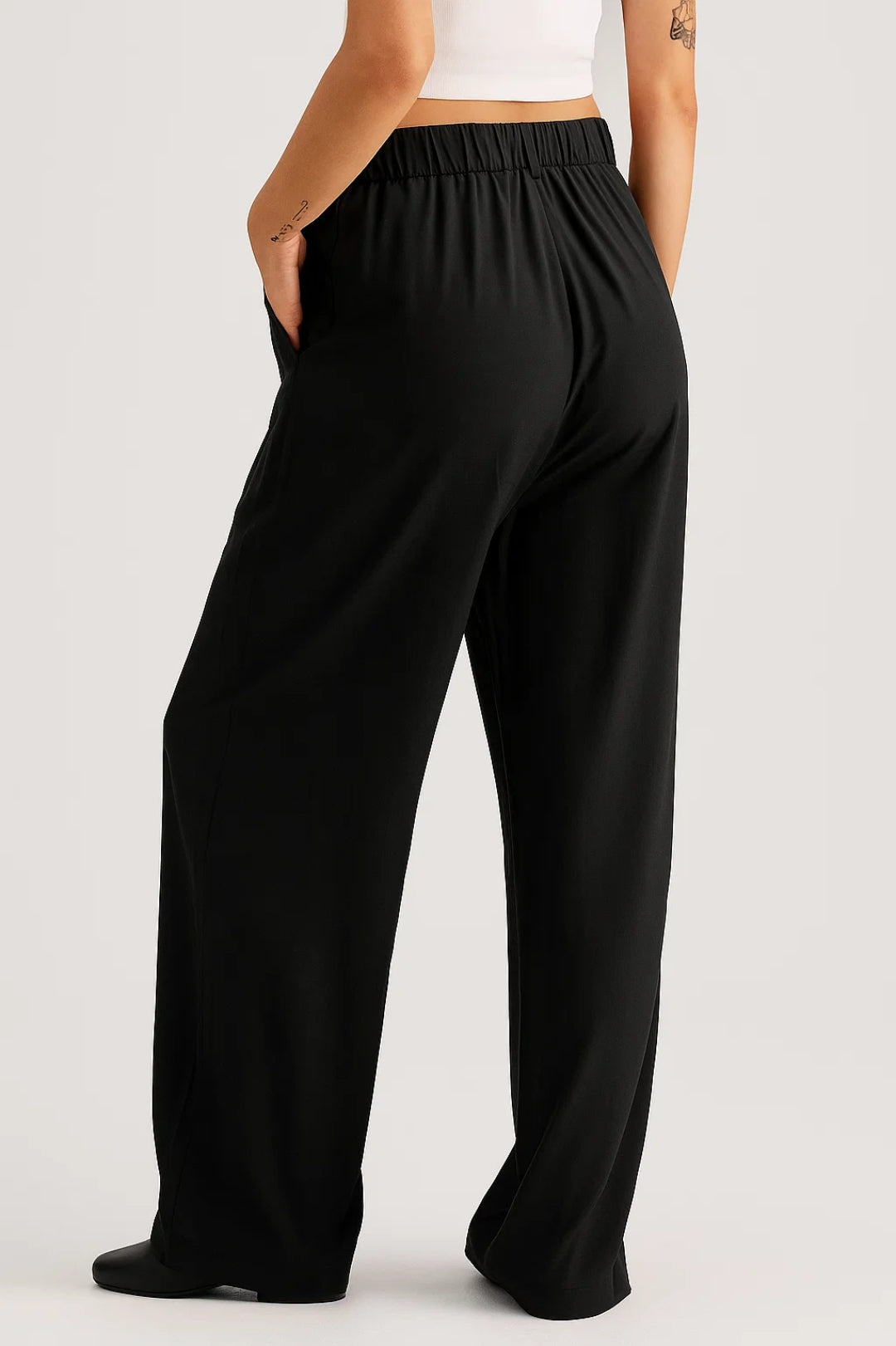 Weite Stoffhose in Schwarz | High-Waist | Elegant & Zeitlos