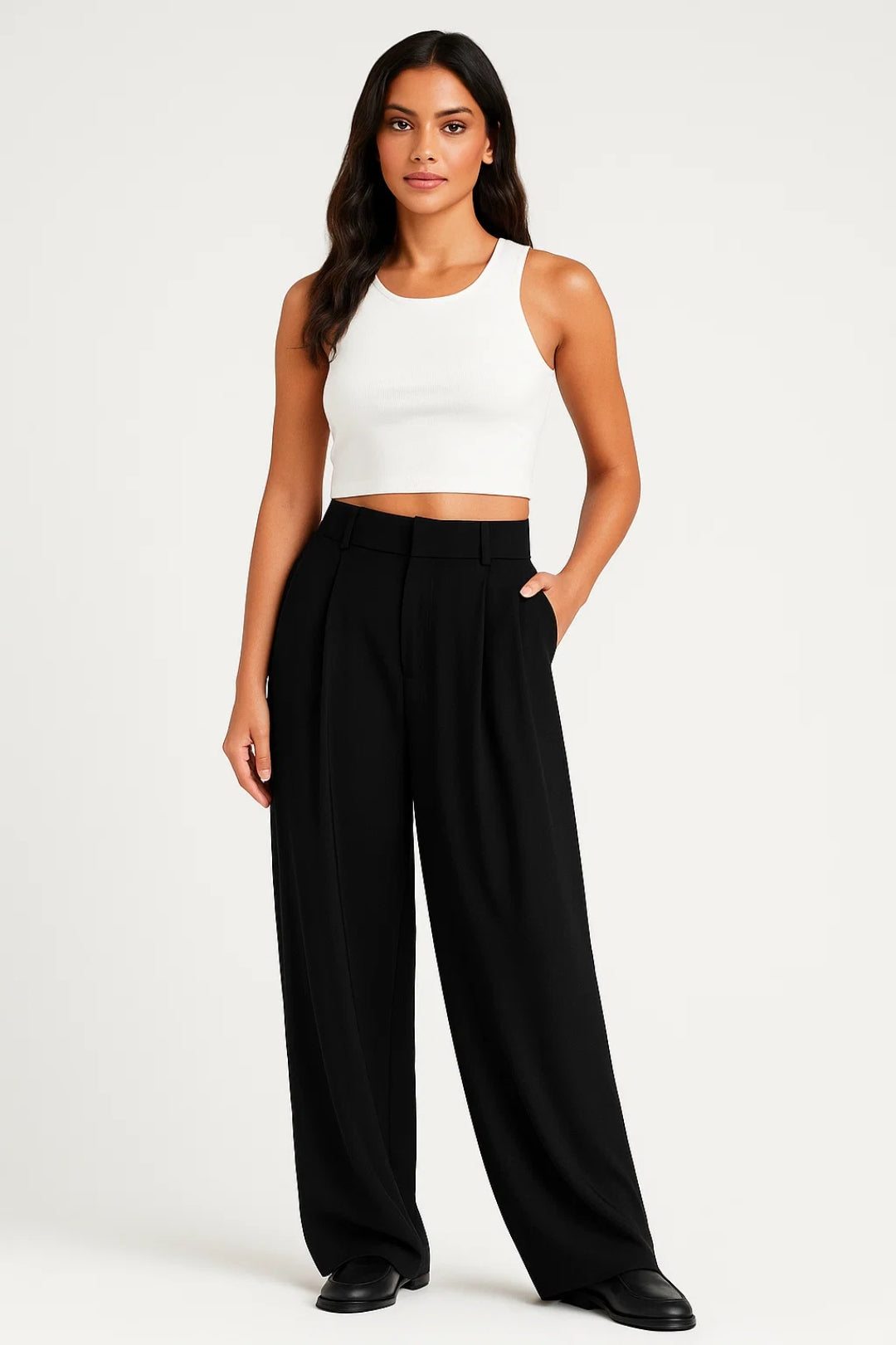 Weite Stoffhose in Schwarz | High-Waist | Elegant & Zeitlos