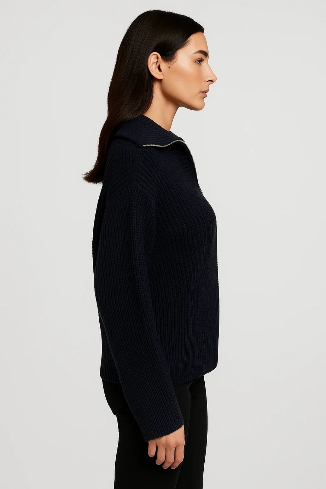 Strickpullover mit Reißverschluss | Grobstrick | Zeitlos & Bequem