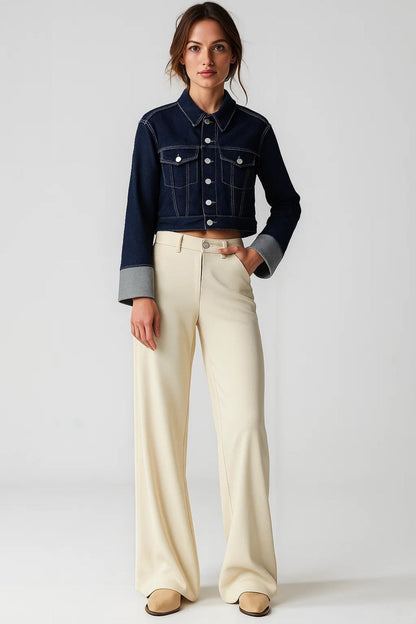 Jeansjacke Kurz | Dunkelblau | Zeitloser Denim-Look