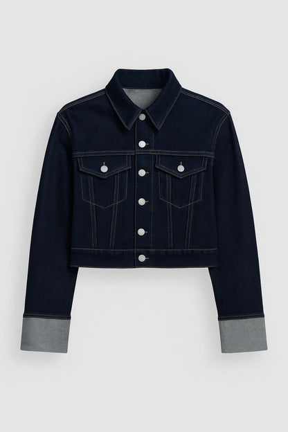 Jeansjacke Kurz | Dunkelblau | Zeitloser Denim-Look
