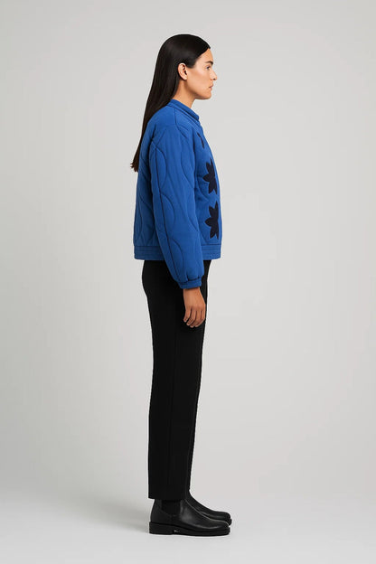 Steppjacke mit Blumenmuster | Rundhalsausschnitt | Verspielter Stil