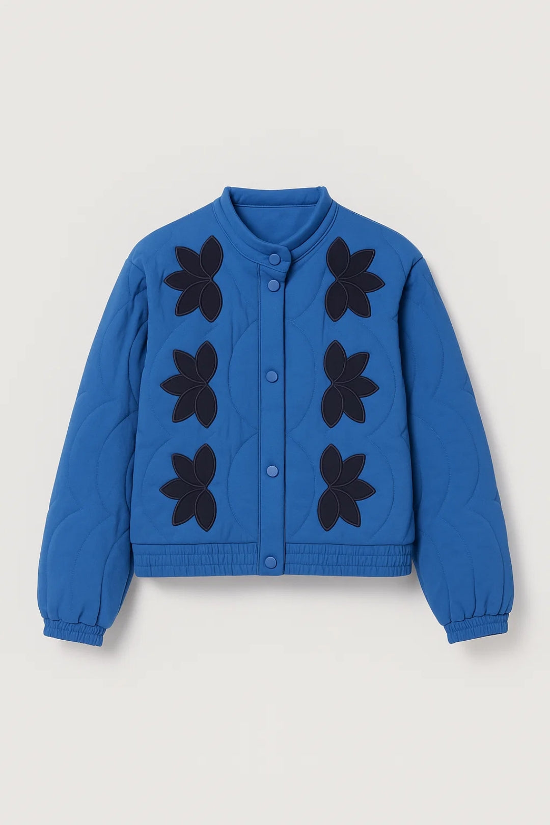 Steppjacke mit Blumenmuster | Rundhalsausschnitt | Verspielter Stil