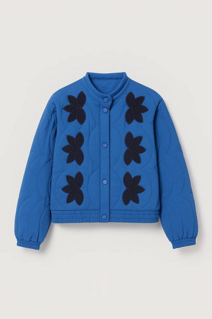 Steppjacke mit Blumenmuster | Rundhalsausschnitt | Verspielter Stil